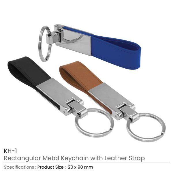 50 Metal Key Chains with Leather Strap