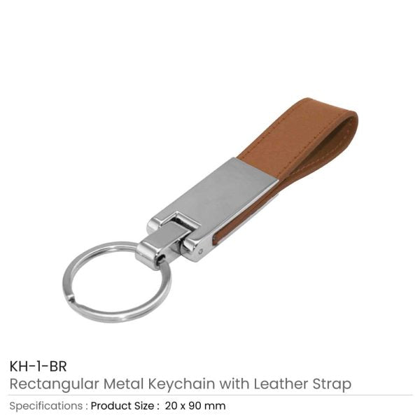 50 Metal Key Chains with Leather Strap