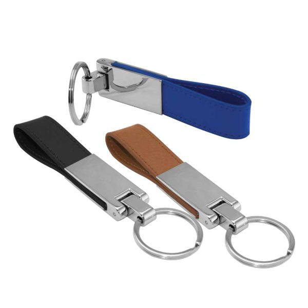 50 Metal Key Chains with Leather Strap