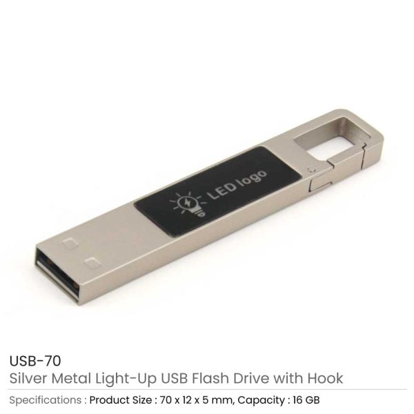 50 Light-Up Logo USB with Snap Hook