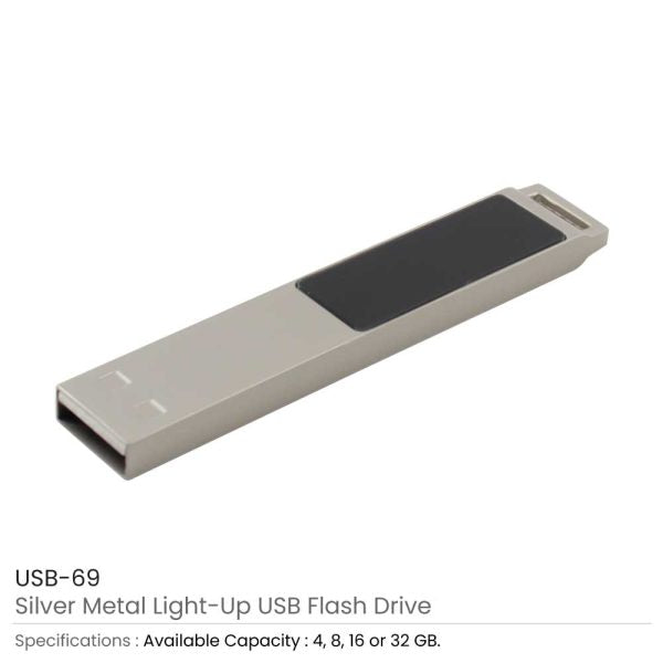 50 Light-Up Silver Metal 16GB USB