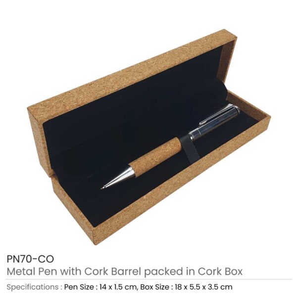 100 Metal Pen with Cork Barrel and Box