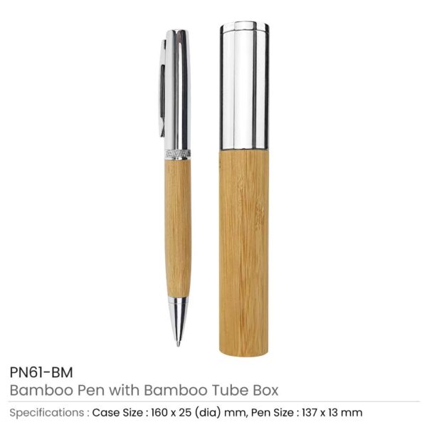 300 Metal and Bamboo Pens with Tube Box