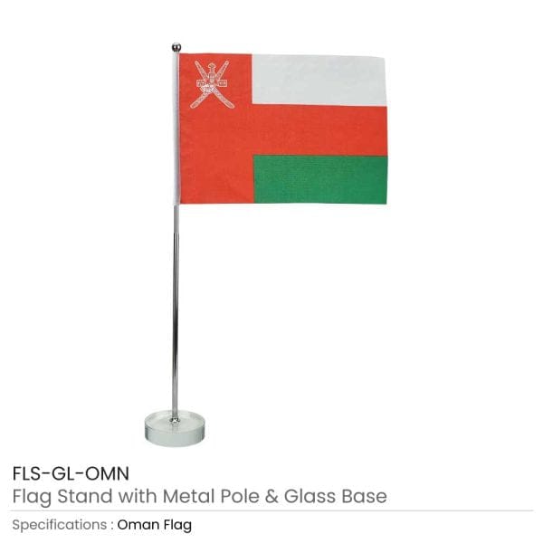 40 Flag with Metal Pole and Glass Base