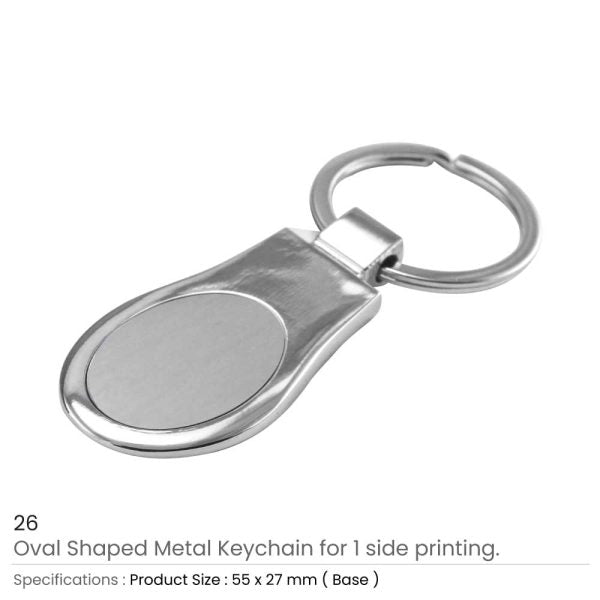 50 Oval Shaped Metal Keychains