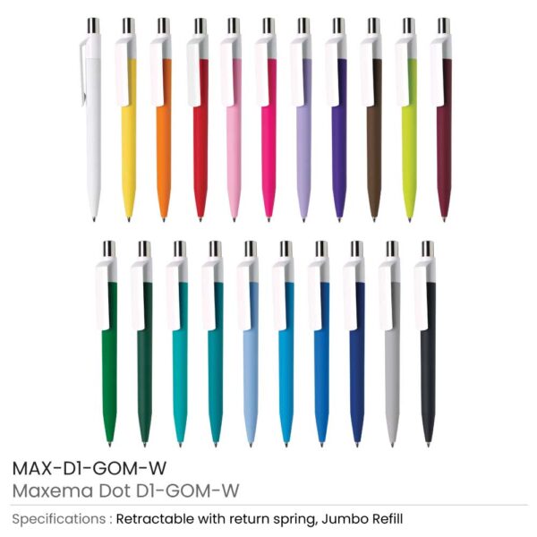 50 Dot Pens with White Clip