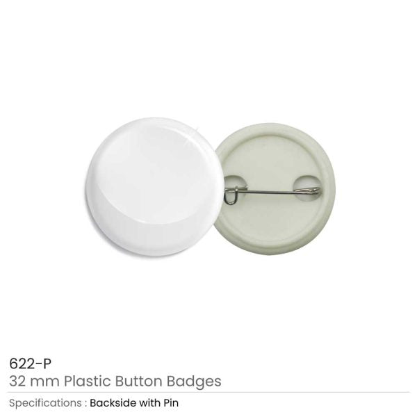 50 Plastic Button Badges - 32mm