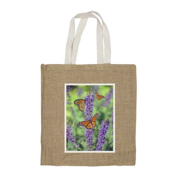 100 Jute Bags with White Handle