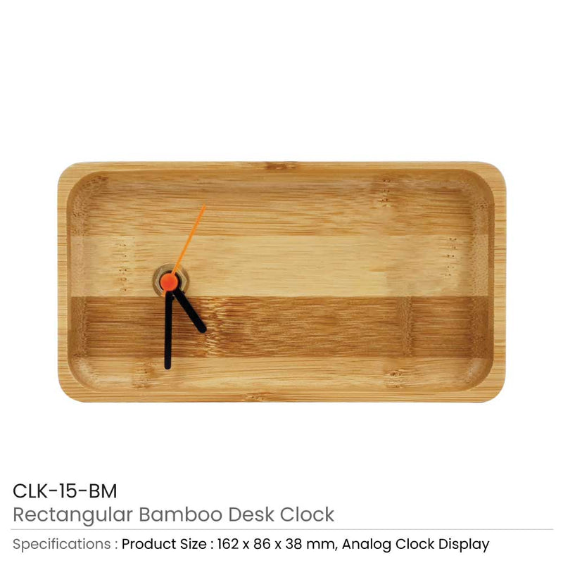 50 Rectangular Bamboo Desk Clock