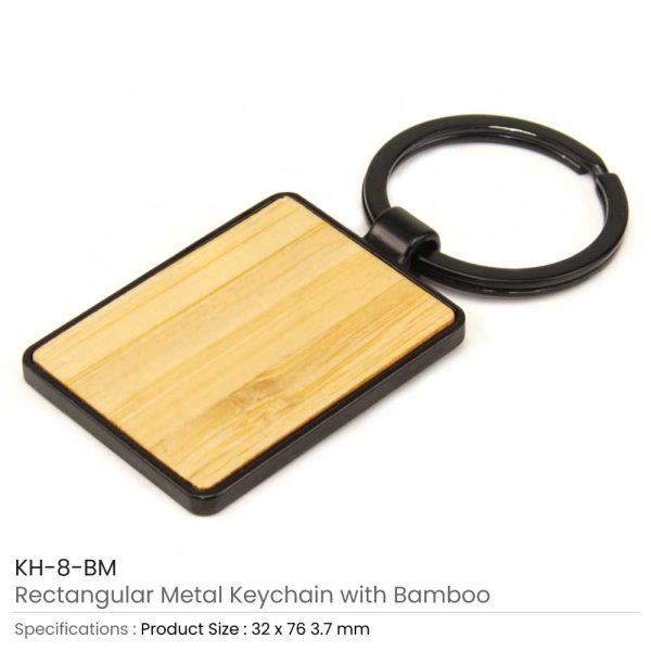 200 Metal Key Chain with Bamboo