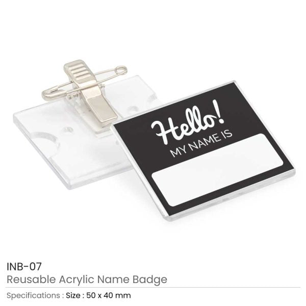 50 Reusable Acrylic Name Badges