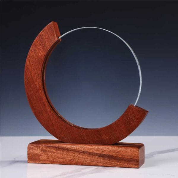 50 Round Moon Crystal Awards with Wooden Base