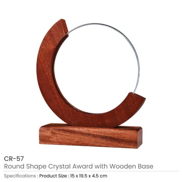 16 Round Moon Crystal Awards with Wooden Base