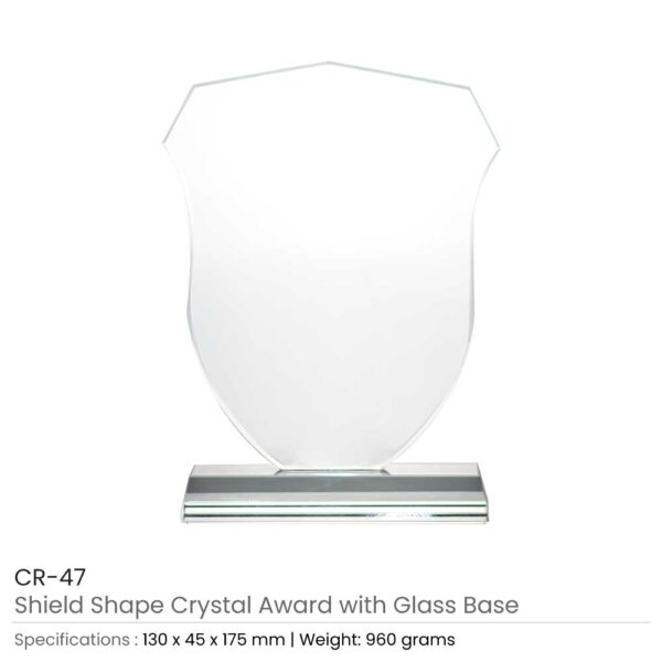 50 Shield Shaped Crystal Awards with Gift Box
