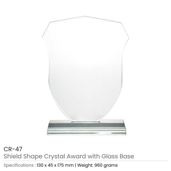16 Shield Shaped Crystal Awards