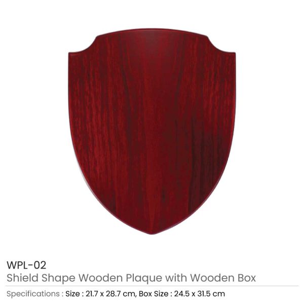 50 Shield Shaped Wooden Plaque with Box - Medium