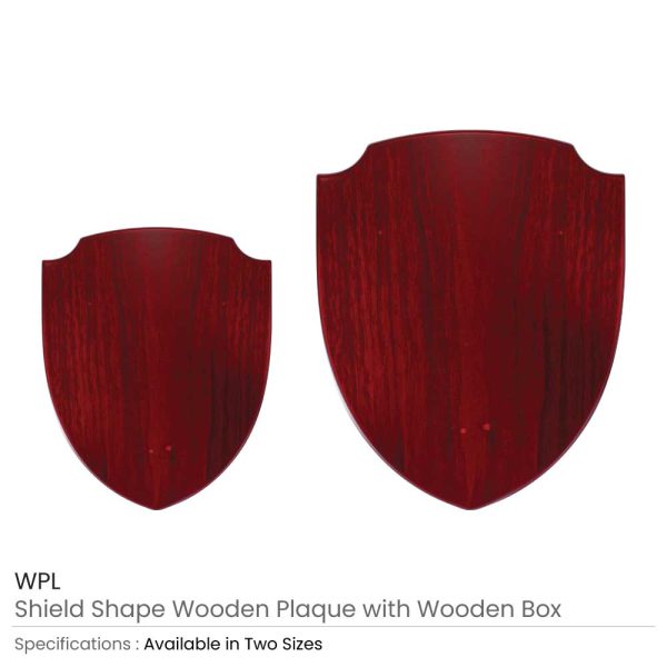 50 Shield Shaped Wooden Plaque with Box - Medium