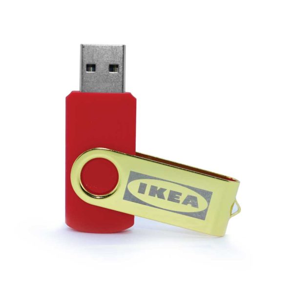 50 Shiny Gold Swivel USB Flash Drives - 32 GB