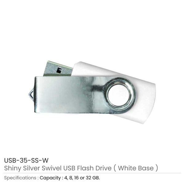 500 Shiny Silver Swivel USB Flash Drives