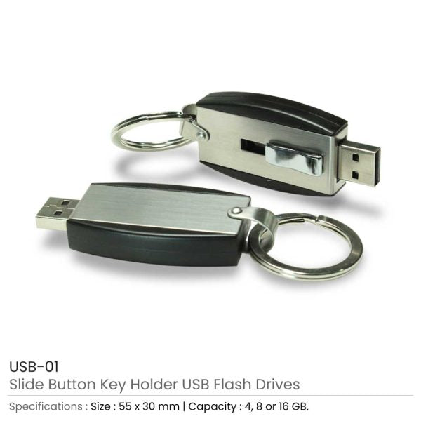 50 Slide Button USB with Key Holder 16GB