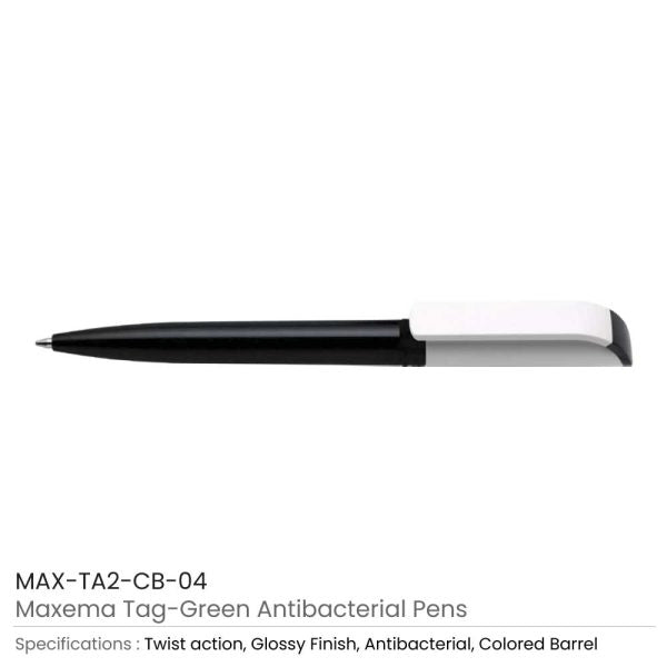 50 Tag Green Anti-Bacterial Pens