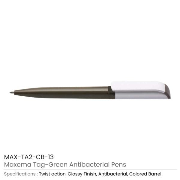 50 Tag Green Anti-Bacterial Pens