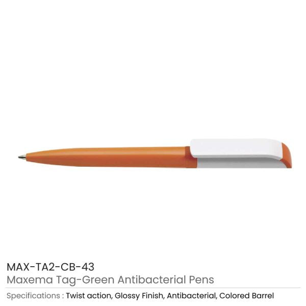 50 Tag Green Anti-Bacterial Pens