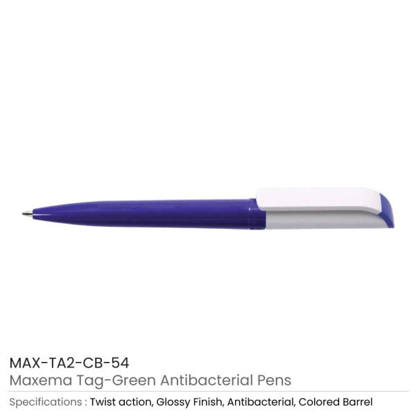 50 Tag Green Anti-Bacterial Pens