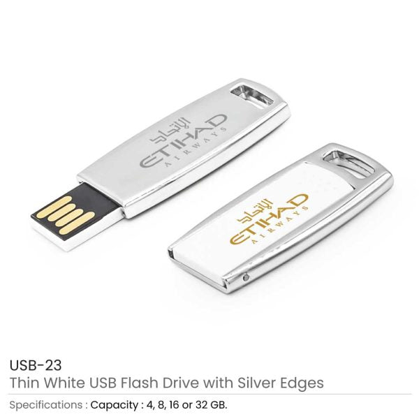 50 Thin White Metal Case USB Flash - 16 GB