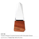 12 Tower Shaped Crystal Awards with Wooden Base