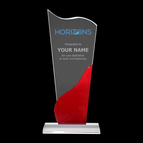 50 Tower Shaped Crystal Awards, Clear & Red Design with Box
