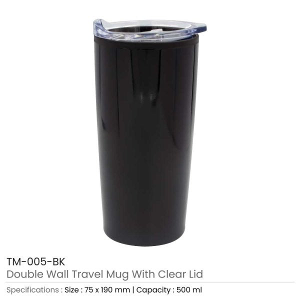 50 Double-Wall Travel Mugs with Clear Lid