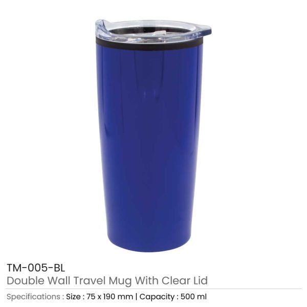 50 Double-Wall Travel Mugs with Clear Lid