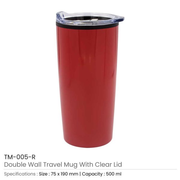 50 Double-Wall Travel Mugs with Clear Lid