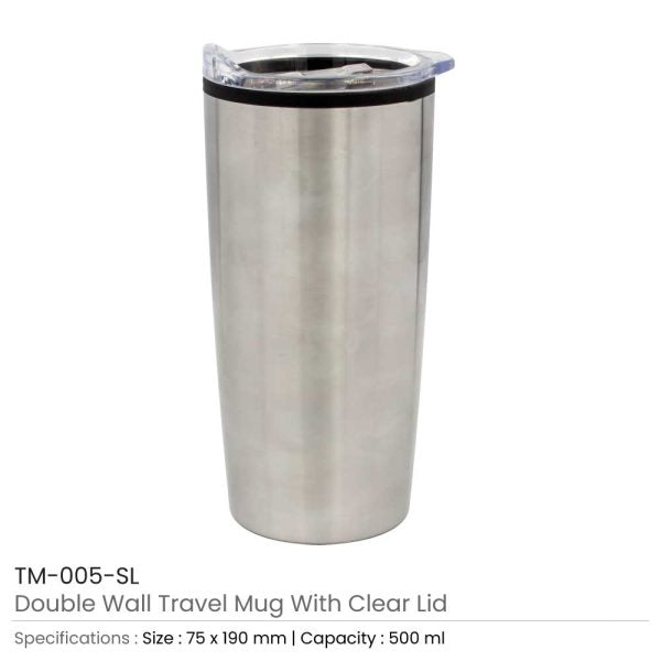 50 Double-Wall Travel Mugs with Clear Lid