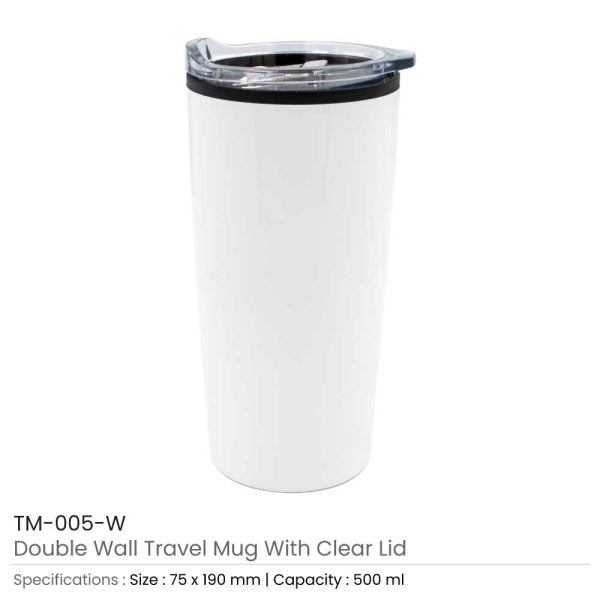 50 Double-Wall Travel Mugs with Clear Lid