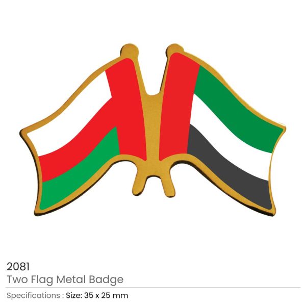 250 Two Flag Pin Badges