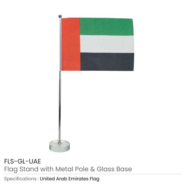 40 Flag with Metal Pole and Glass Base