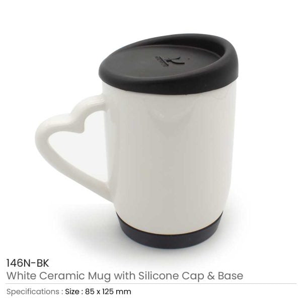 36 White Ceramic Mugs with Silicone Cap and Base