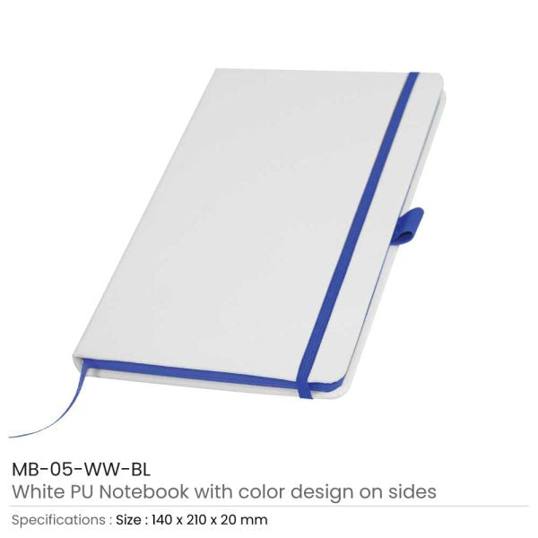 40 White PU Leather Cover Notebooks