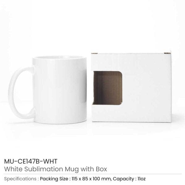 50 White Sublimation Ceramic Mugs with Box 11 oz