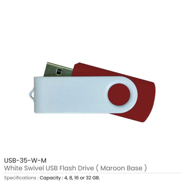 500 White Swivel USB Flash Drives