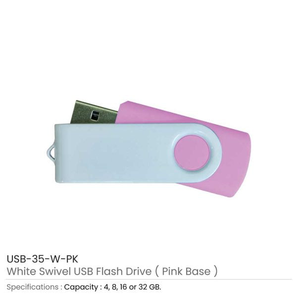 500 White Swivel USB Flash Drives