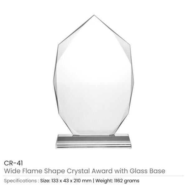 50 Wide Flame Crystal Awards with Glass Base & Box