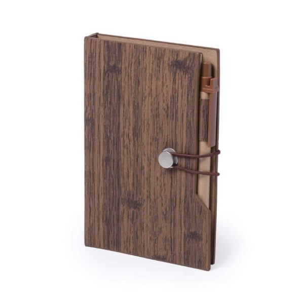 50 Wood Design Notebook with Sticky Note and Pen