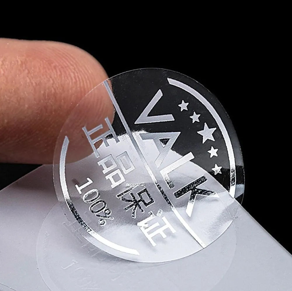 1000 Rounded PVC Transparent Stickers 5.5cm Diameter
